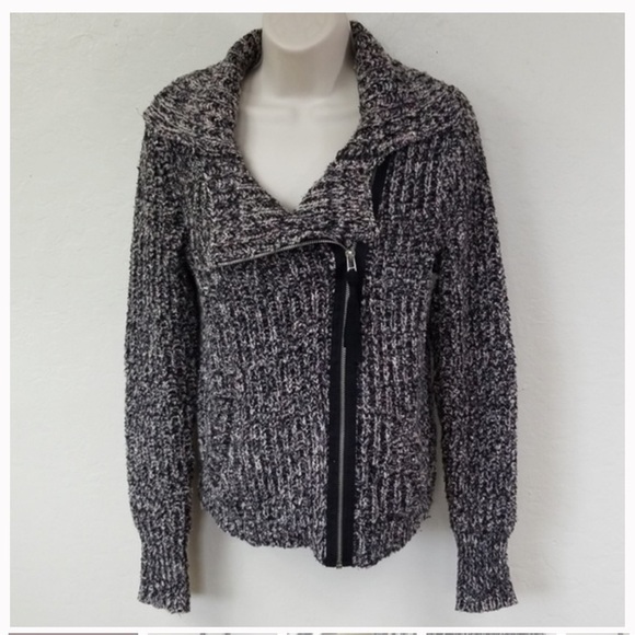 Free People Moto Zip Marled Knit Sweater - Picture 3 of 5